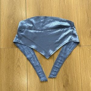 Blue Leopard Print Strapless Top